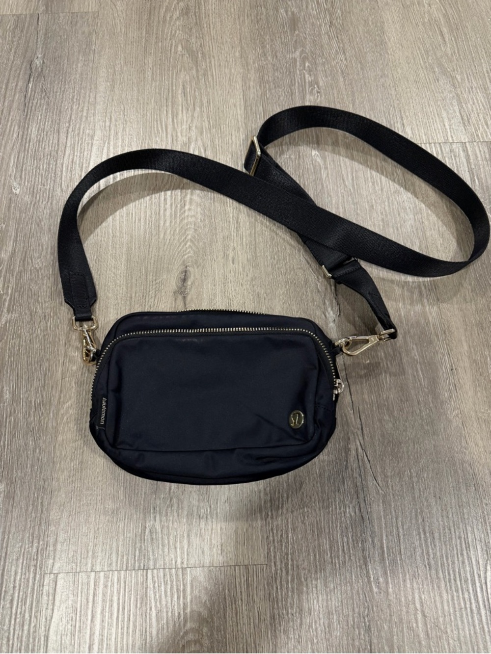 lululemon athletica Black Belt Bag with Gold Hardware